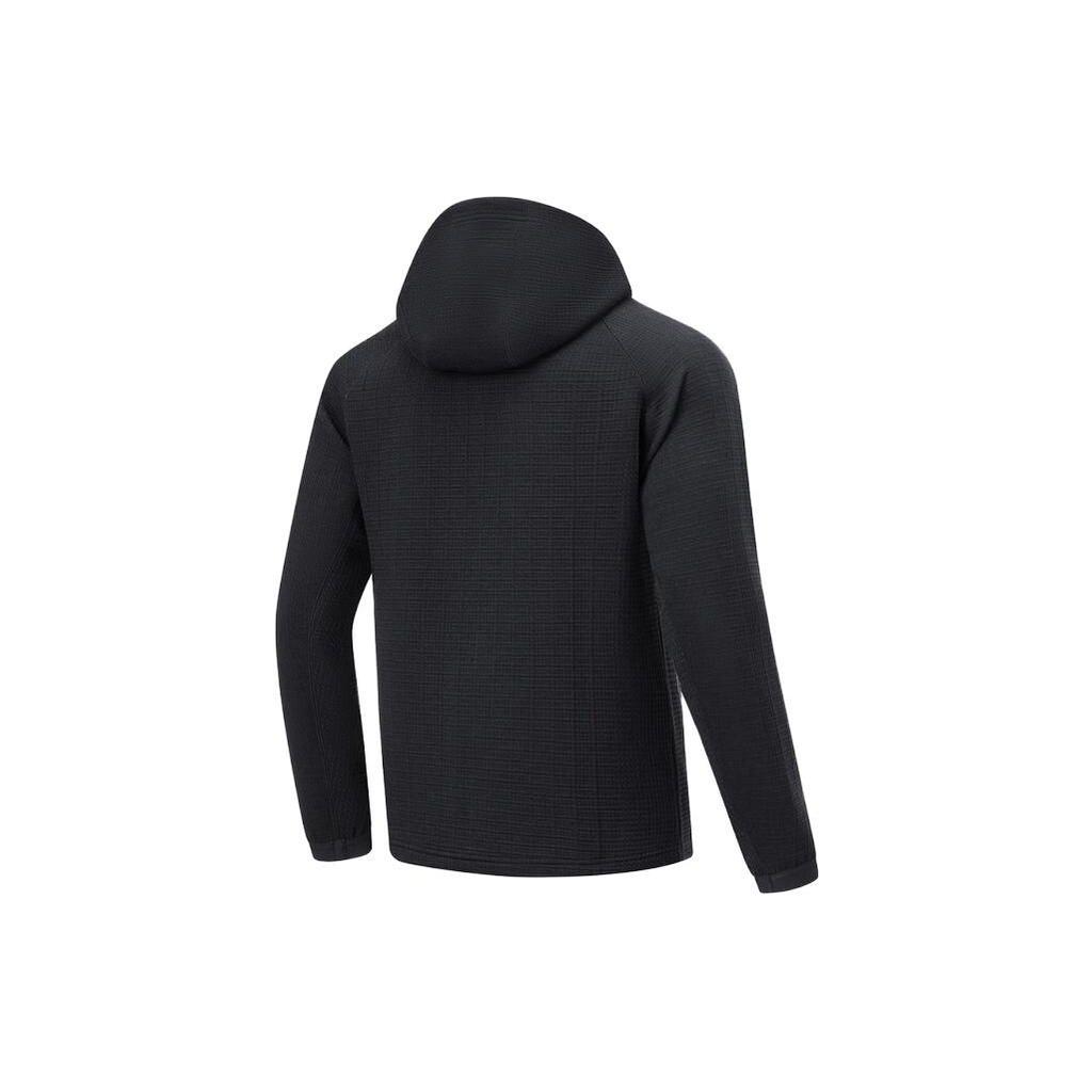Li-Ning Fitness Series Solid Color Hooded 3D Cut Cardigan Long Sleeve Sweatshirt Men Tops Black AWDT741-1