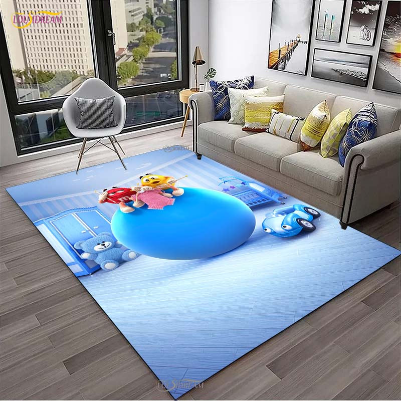 M&M Sweet Cartoon Kawaii Cute Carpet for Living Room Bedroom decor Yoga Area Rug Kitchen Unslip Floor Mat Alfombra Birthday gift