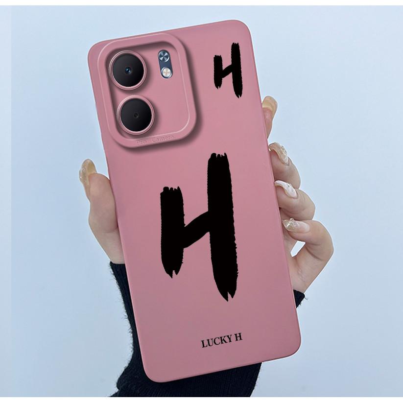 For OPPO A5x CPH2725 Cover Case Lucky Initial Letter Couple Silicone Soft Matte Phone Bumper for Oppo A5x 4G 5G 2025 Casing