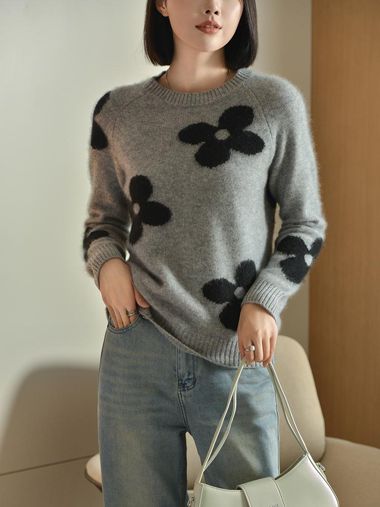 Women's Cashmere Sweater Qinghe Cashmere 30% Cashmere 70% Wool Autumn and Winter Cashmere Pullover Soft and Warm