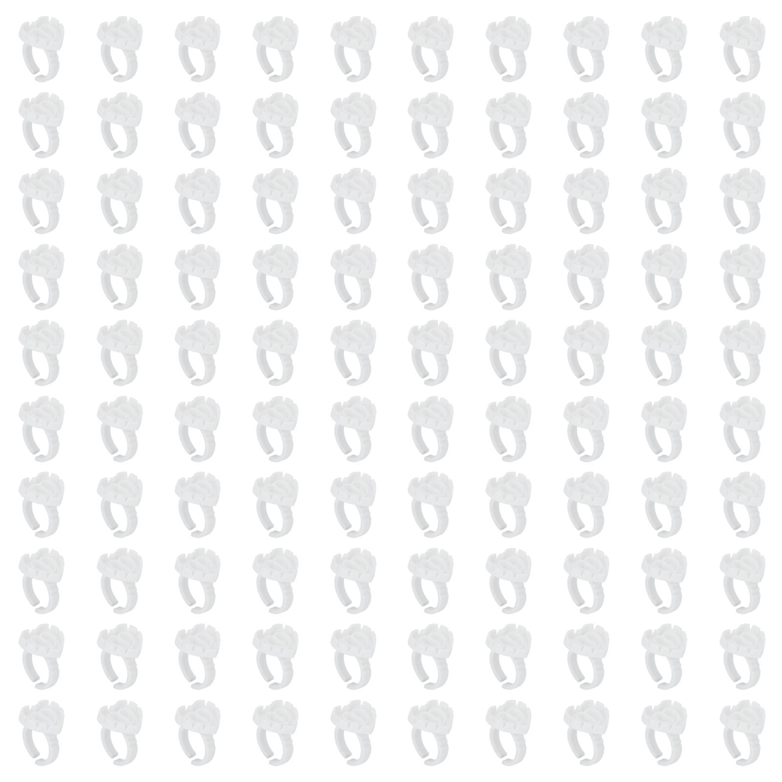 

100 шт., клейкие кольца для наращивания ресниц, одноразовые в форме сердца, накладные глазки, цветущие чашки, инструменты White