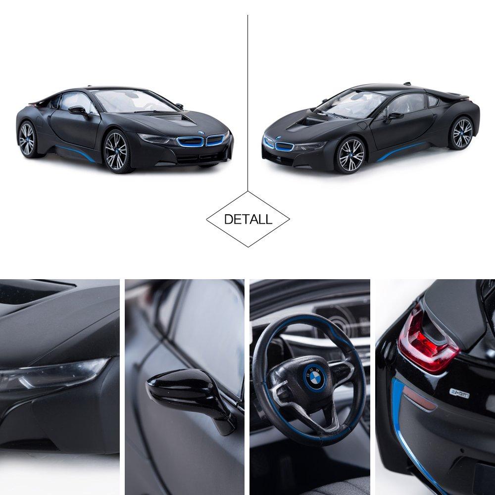 RASTAR BMW RC Car, 114 Scale BMW i8 RC Model Car, for Kids, Automatically Opens and Closes Left and Right Doors with Controller, Black Metallic Paint