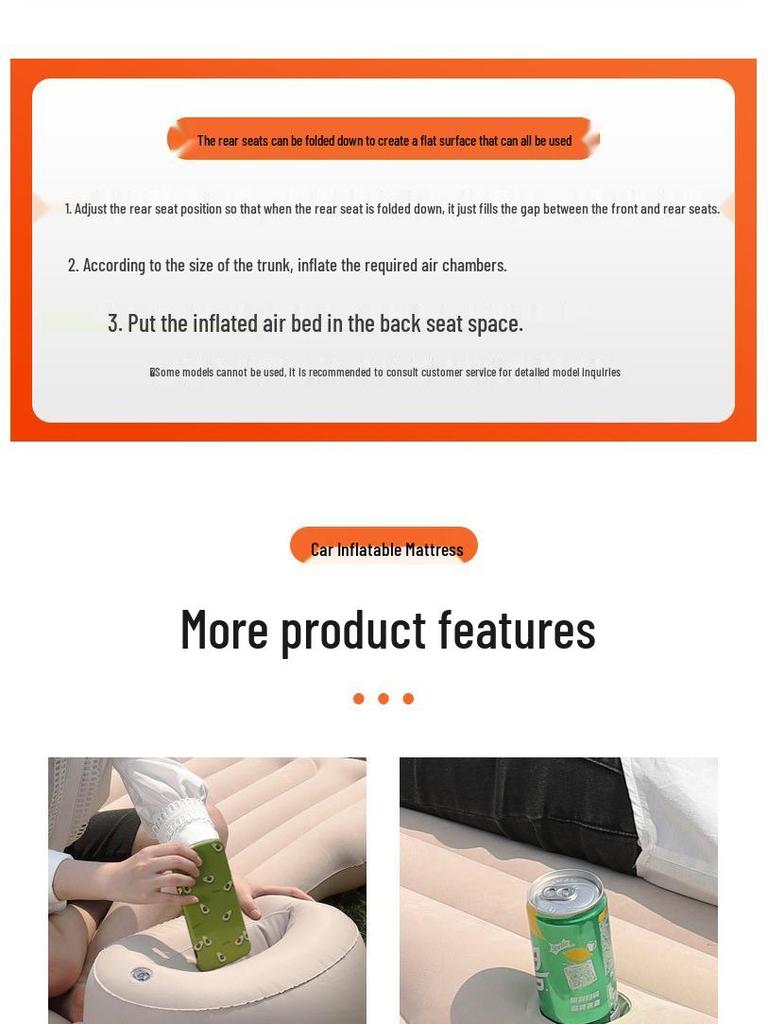 PVC Flocking Inflatable Car Mattress - Universal Travel Bed for Rear Seat