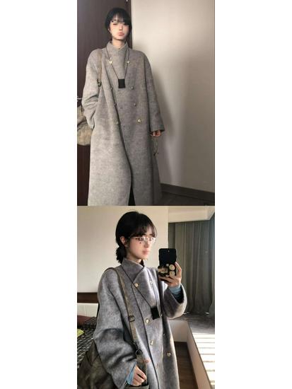 2026 Women's Gray Wool Mid-Length Coat: New Autumn/Winter, High-End with Stand Collar