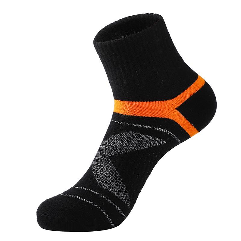 Men's Black Sweat-Absorbent Odor-Resistant Mid-Calf Cotton Sports Socks for Outdoor & Leisure
