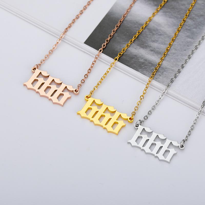 Angel Number Necklaces For Women 111 222 333 555 666 777 888 999 444 Devil Necklace Stainless Steel Pendant Men Bff Goth Jewelry