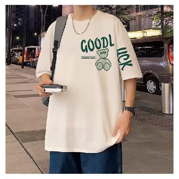 Pánské trendy tričko s krátkým rukávem s kulatým výstřihem a kulatým výstřihem na léto Volný ležérní top