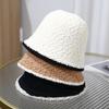 Versatile Contrasting Edge Knitted Basin Hat Japanese Sweet Casual Bucket Hat Korean Style Plush Fisherman Hat for Women