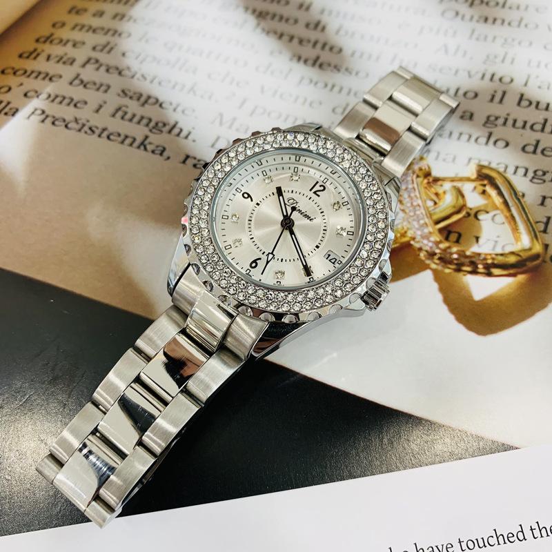 Watch Diamond High-End Solid Steel Belt Calendar Watch Xiaoxiangfeng Fashion Women'S Watch