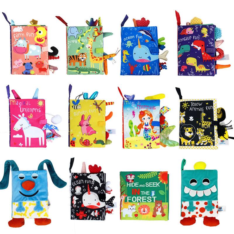 Multifunctional Tear-Proof Cloth Book: Educational Baby Rattle & Enlightenment Toy