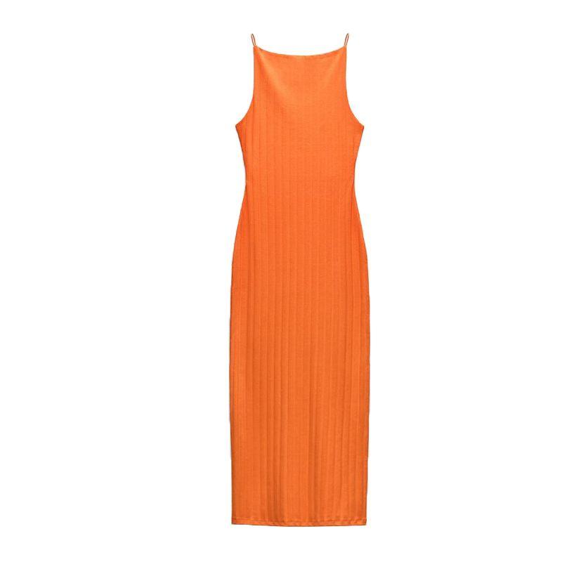 Spring New Sexy Style Sexy Silm Hanging Collar Mid Length Long Length Rib Midi Skirt Dress 4174166