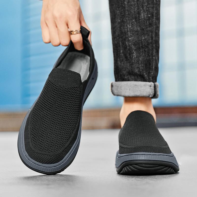 Fashion Men Mesh Breathable Casual Shoes Lightweight Outdoor Sports Shoes Summer Slip on Shoes Men Soft Comfortable Leisure Walk Dress