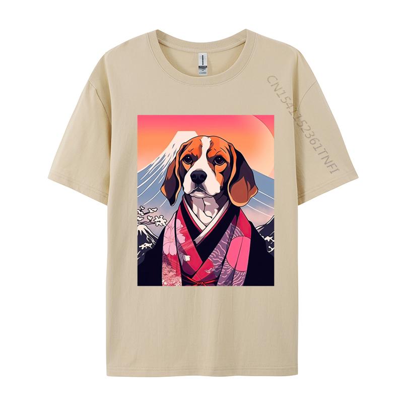 Beagle Dog Mount Fuji Tshirt Japanese Style Men T Shirt Funny Top Tshirts for Men Streetwear Mens Cotton Clothes