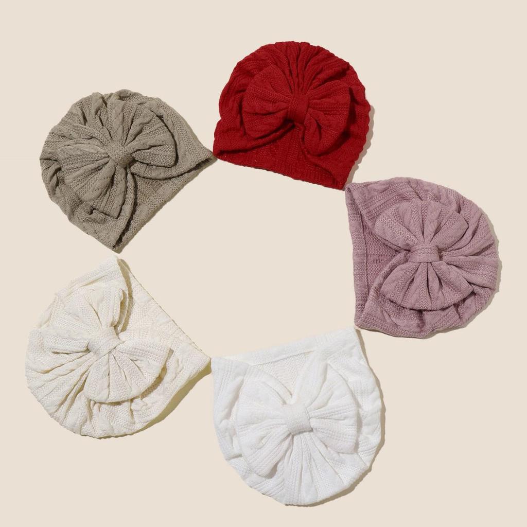 Four Seasons Newborn Bow & Headscarf Hat - Cute, Protective Baby Fontanelle Hat