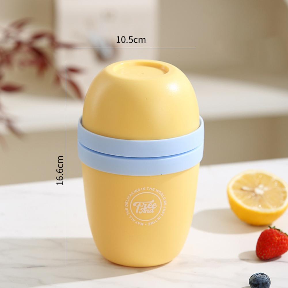 

Seal Breakfast Cup Milk Cup Double Layer Fruit Salad Food Storage Box Overnight Oats Container Yellow 300ml+550ml