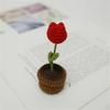 Crochet Heart Shape Flower In Pots Knitted Wool Mini Flower Potted Plant Romantics Ornament for Valentines Day Gift