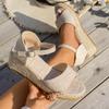 Buckle Strap Wedge Heel Sandal For Women Summer Woven Thick Bottom Gladiator Sandalias Mujer Non-Slip Platform Sandles Size 43