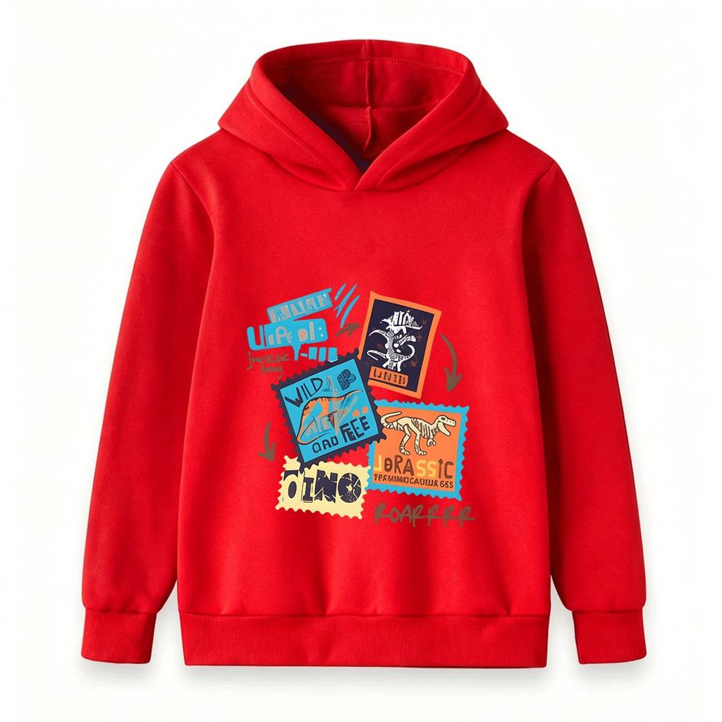 Kids Dinosaur Fossil Stampa Print Hoodie Boys Girls Casual Jurassic Wild Free Dino Roar Pullover Sweatshirt for Children