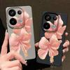 Pink Hibiscus Flower Pattern Case For Xiaomi 14T 13T 11T Pro Funda Redmi Note 14 13 12 11 Pro 5G 4G Leather Texture Silicone Cover