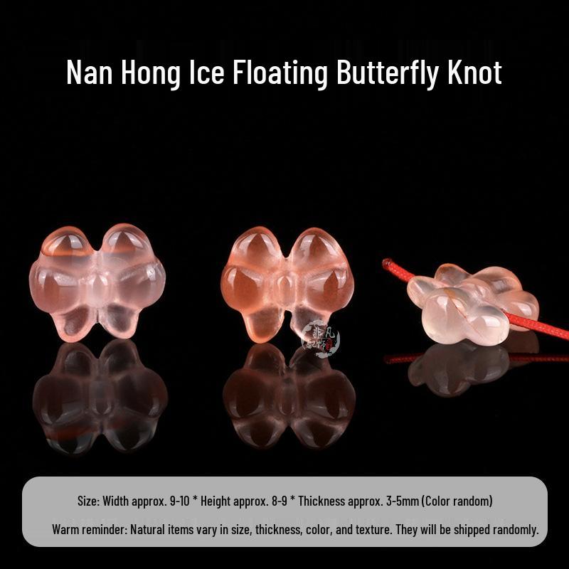 Natural NanHong Agate Bow Knot Ice-Flavored Beaded Bracelet, Hand-Woven with Hole for DIY Accessories