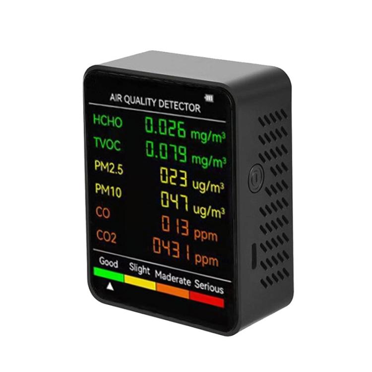 

PM2.5/PM10 Air Quality Detector Indoor Air Quality Monitor 6 in 1 Air Quality Detector Black чорний
