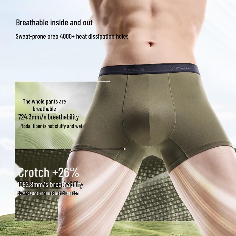 Beneath Men's Seamless 7A Antibacterial Modal Boxer Briefs