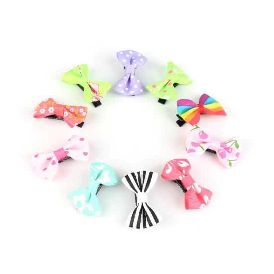 10Pcs Mixed Color Baby Girls Flower Dot Bowknot Hair Clips Set Hairpin Headwear