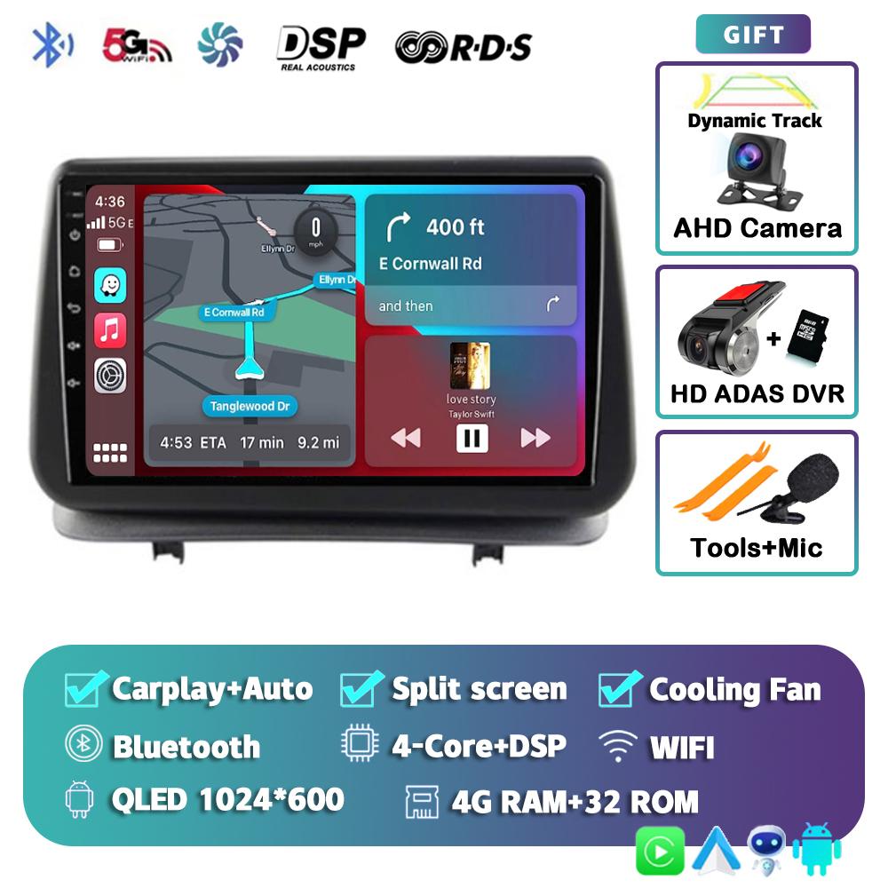Android 14 Carplay Auto For Renault Clio 3 CLIO 3 2005 - 2014 Car Radio Multimedia Navigation GPS Player Stereo WiFi+4G BT DSP