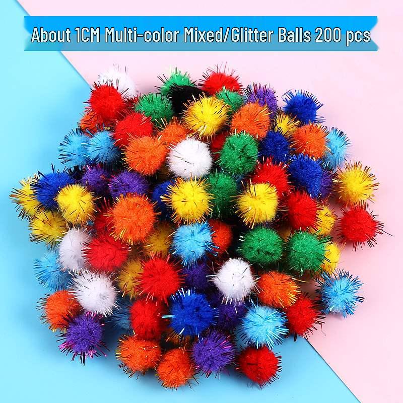 Mixed Color Fluffy Pom Poms: High Elasticity Handmade Plush Balls for DIY Decorative Accessories