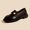 New Fashion Women Spring Summer Luxury Leather Flats Ladies Square Toes Loafers Ladies Low Heels Designer Shoes Black Brown