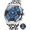 OLEVS Men's Chronograph Watch Blue/White Analog Waterproof Business Style Large Display Quartz