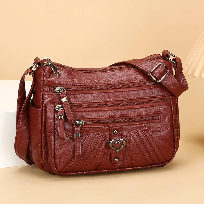 Ladies' Soft Leather Large Capacity Crossbody Shoulder Bag
