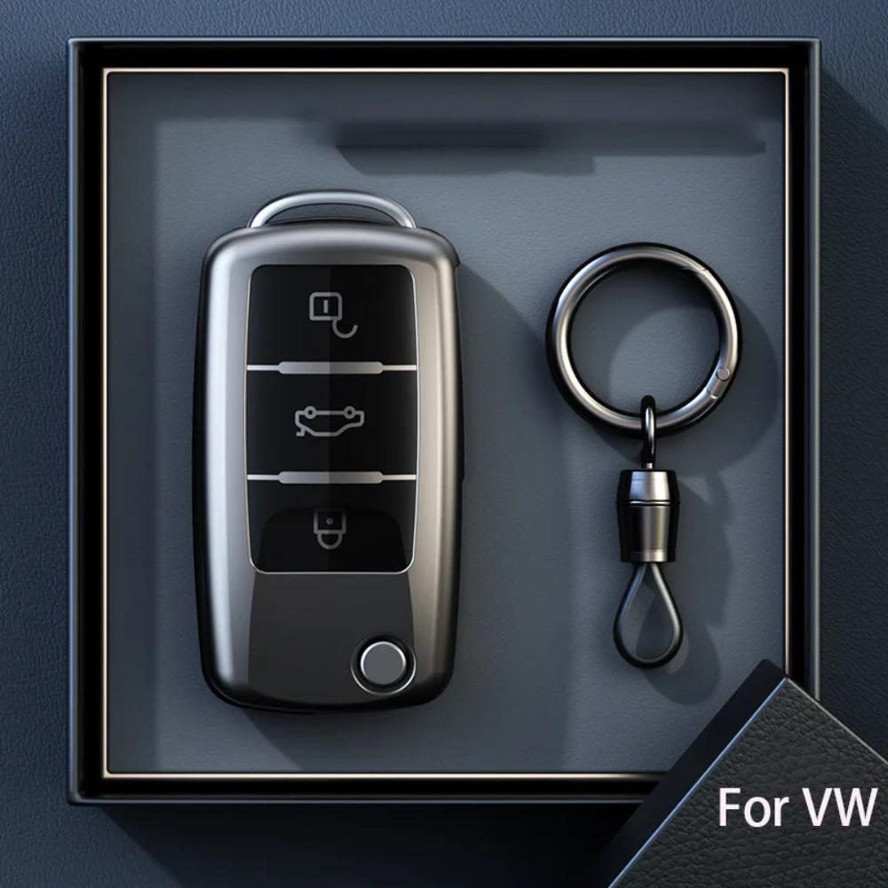 Titanium Gray for VW Volkswagen Polo Tiguan Passat B5 B6 B7 Golf MK6 Jetta Lavida Skoda Octavia Car Key Case Cover Accessories