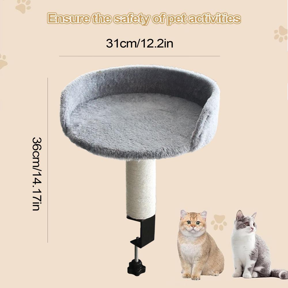 Desk Clamp Cat Bed with Soft Pad, Removable Pet Nest Attachment for Office & Home, Space-Saving Cat Hammock Perch