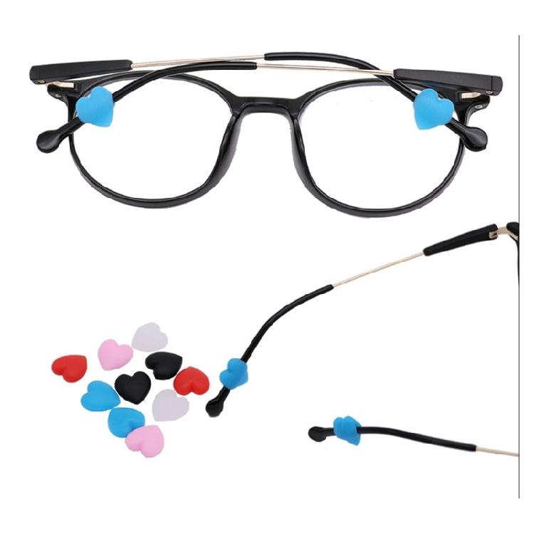 10 Pairs Fashionable Heart Shaped Glasses Grips AntiSlip Silicone Covers Assorted Colors Accessory for Daily Use