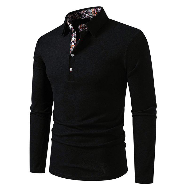 Men's Casual Polos Contrast Color Lapel Long-sleeved Polo Shirt for Men Casual Golf Shirts England Style Tees Tops Man