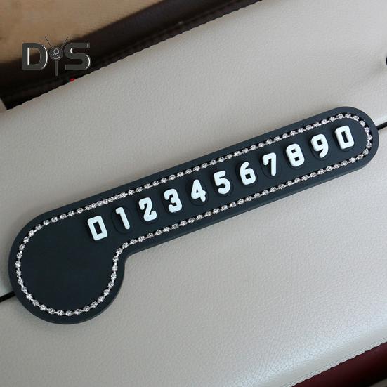1 Set Slots Design Parking Number Plate Rhinestone Excellent Car Styling Phone Number Card Plate
