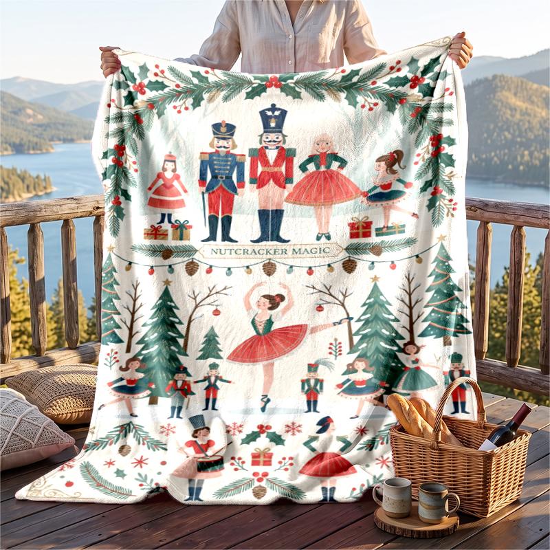 Christmas Flannel Throw Blanket Soft Warm Cozy For Sofa Bed Indoor Home Use Great Holiday Gift