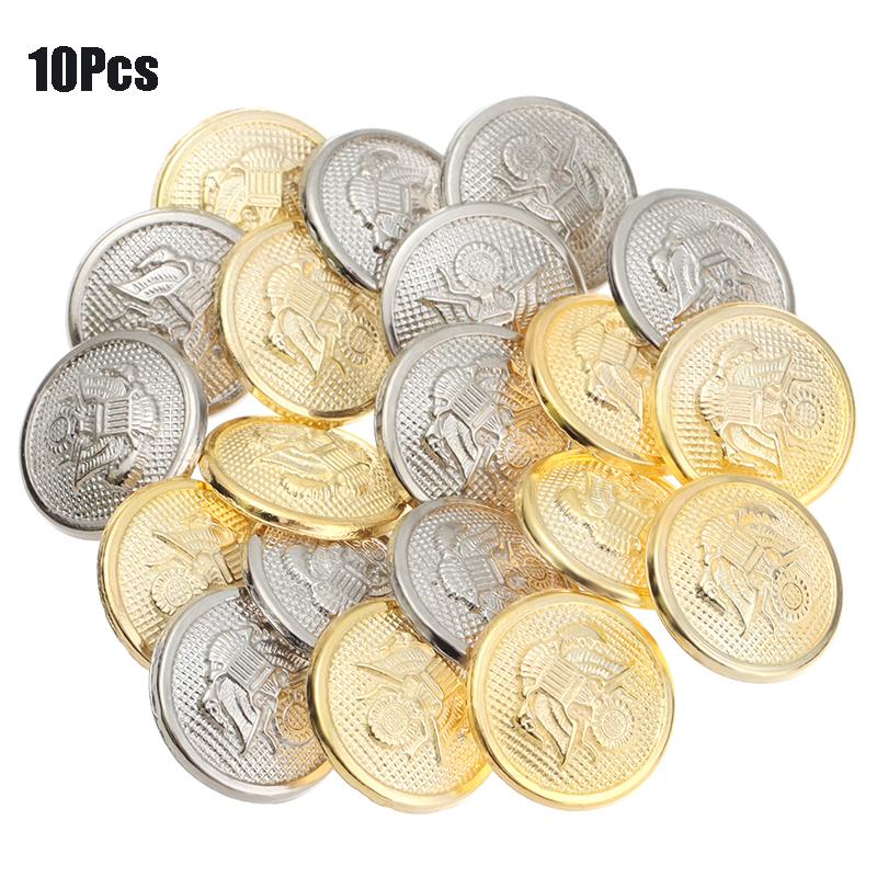 10PCS Gold Silver 15mm Round Metal Eagle Button Blazer Suits Uniform Buttons Eagle Badge Sewing Clothing DIY Clothing Accessory
