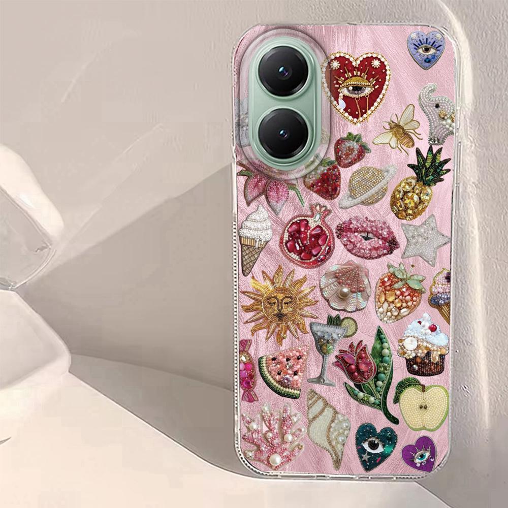 Retro Style Pink Face Sun Stars Women Girls Phone Case for Xiaomi Poco X5 X7 M6 Pro X6 X3 Pro NFC C75 C71 C65 C61 M5S Back Cover