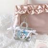 Korean Ballet Style Ribbon Hollow Badge Holder Transparent Round Pin Display Case for Ita Bag Cute Keychain Charm for Students