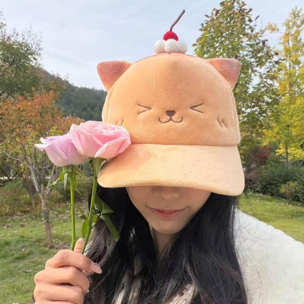 Comfortable Sweet Bear Sun Protection Cap Cute Cartoon Cat Duckbill Cap Cherry Baseball Cap  Daily
