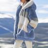 Women's Loose Fit Multi-Color Plush Hooded Jacket - Autumn/Winter 2021