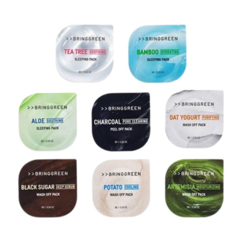 BRING GREEN Fresh Ball Pack 8g x 8 Types Set (Charcoal + Mugwort + Aloe + Oat Yogurt + Tea Tree + Bamboo + Black Sugar + Potato) Wash-Off Mask