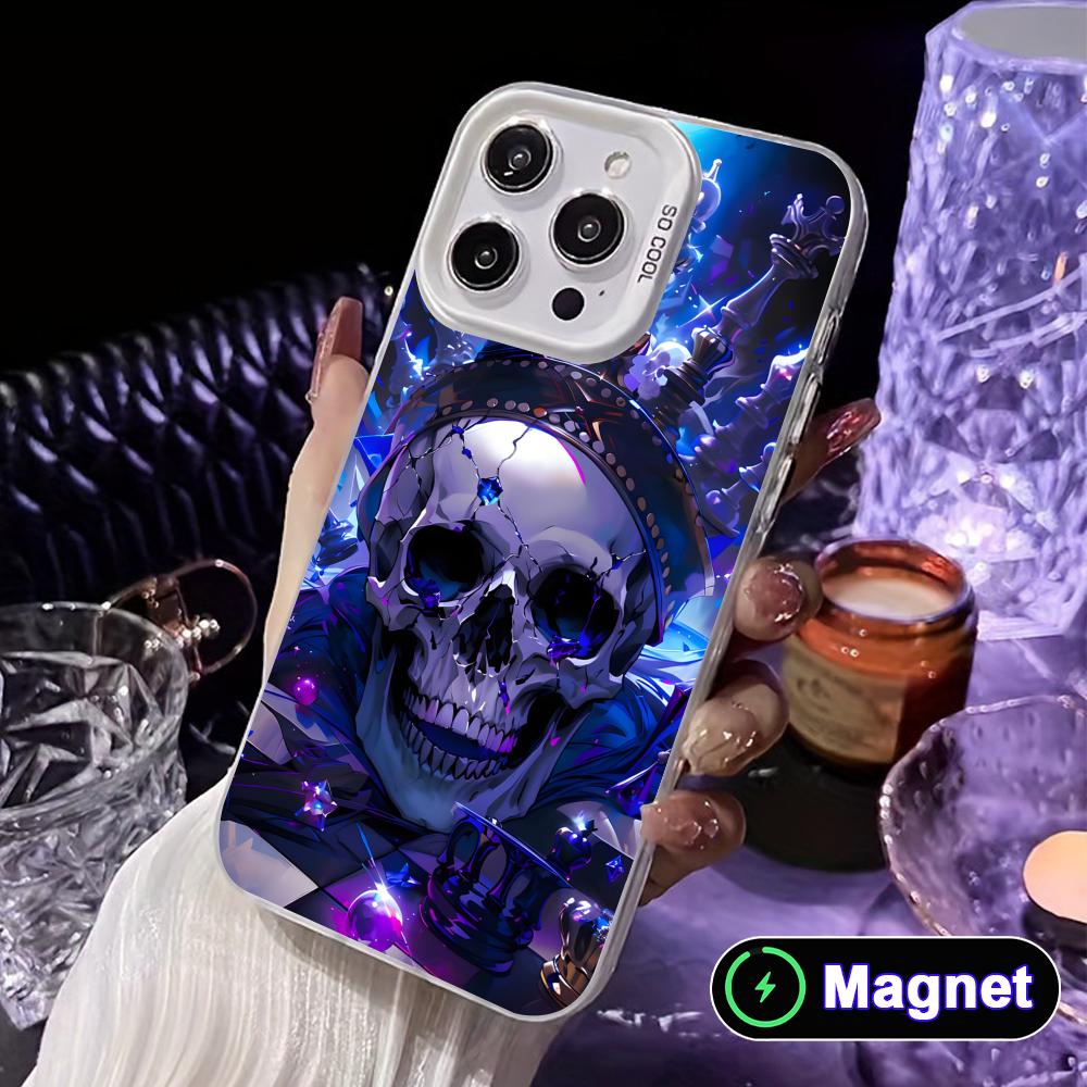 

Silver Skull White Translucent MagSafe Mobile Phone Case for iPhone 17 16 15 14 13 12 11 X XR XS Air Pro Max Plus Cover iPhone 11