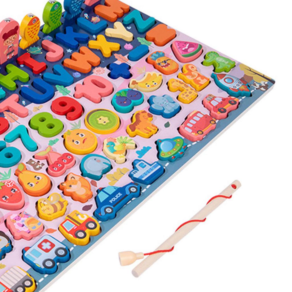 Wooden Puzzles Toddler Toys Educational Bright Color Number Shape Puzzles Board Learning Toys Fruit
