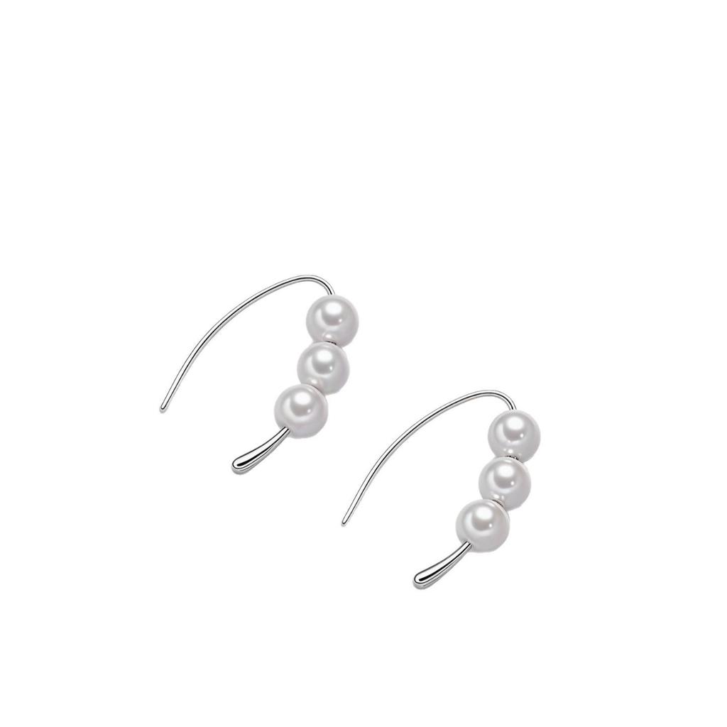 S999 Sterling Silver Pearl Earrings - Simple, Elegant, Anti-Allergic Studs with Hooks