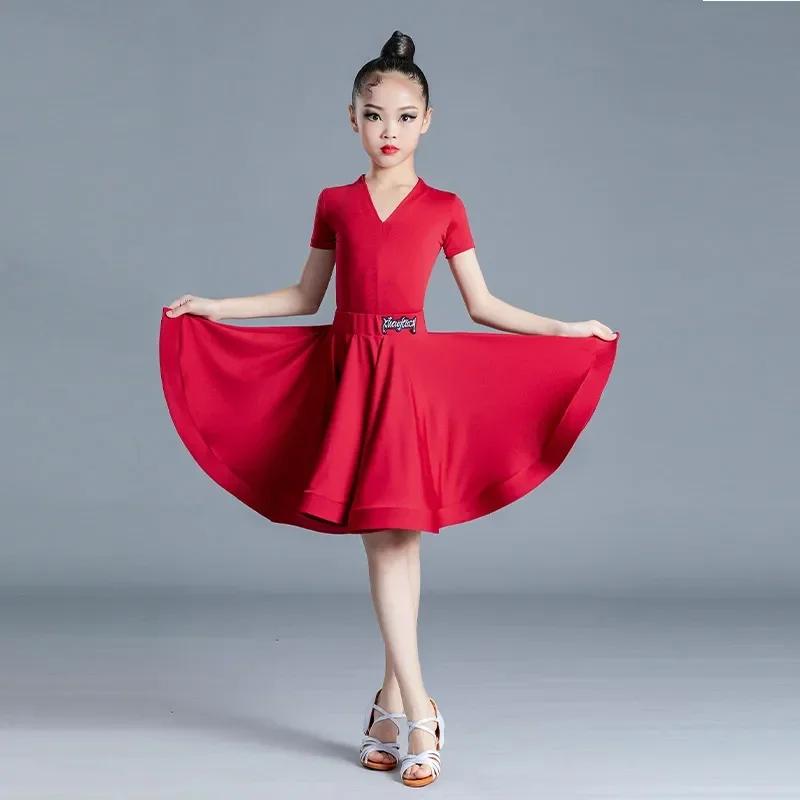Children's Latin Dance  Girls' Dance Practice Dress Latin Dance Dress Long Sleeve Competition Split Dress Women's Perfo