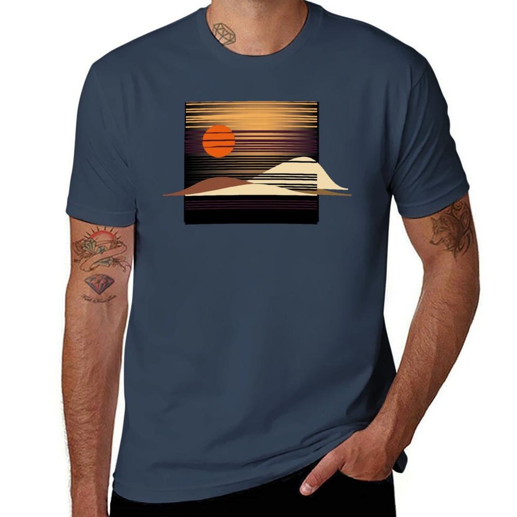 Sun Setting Over The Dunes Tshirt Basic Simple Design Short Sleeve Shirt Tshirt