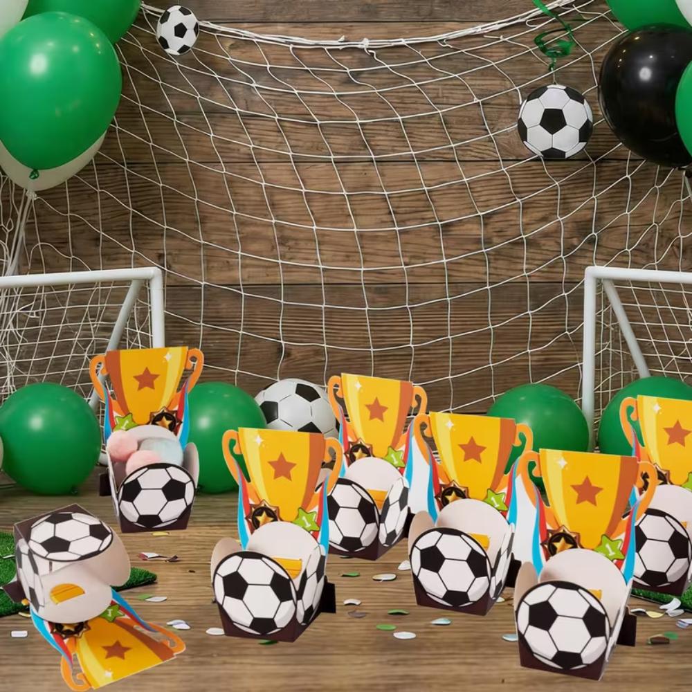 Football Player Birthday Party Boxes Cartoon Trophy Gift Packaging Boxes Dessert Table Candy Box Football Theme Party Supplies